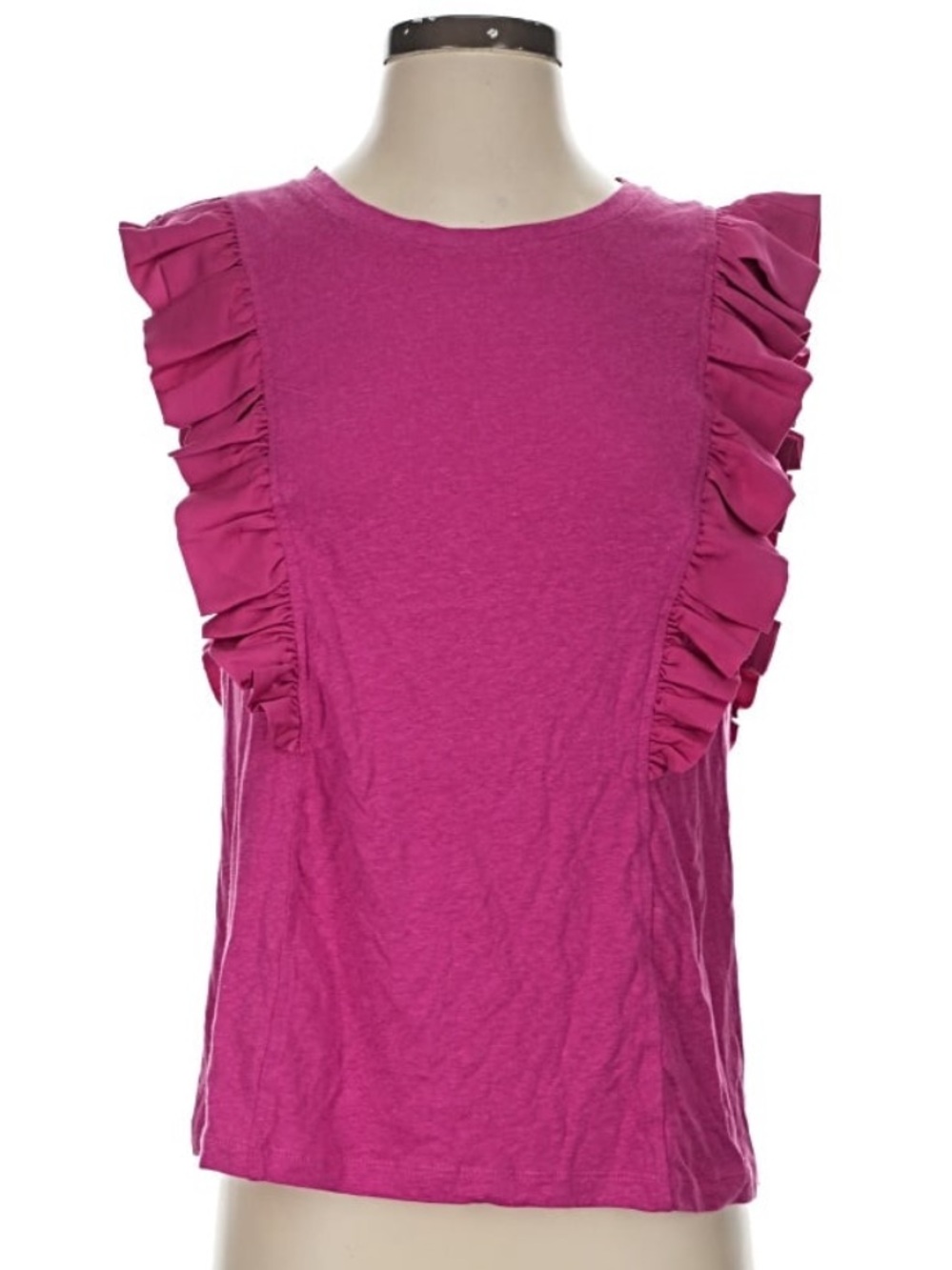 NWT BCBG Maxazaria Very Berry (Fuchsia) Linen Ruffle Sleeve Top - Small
